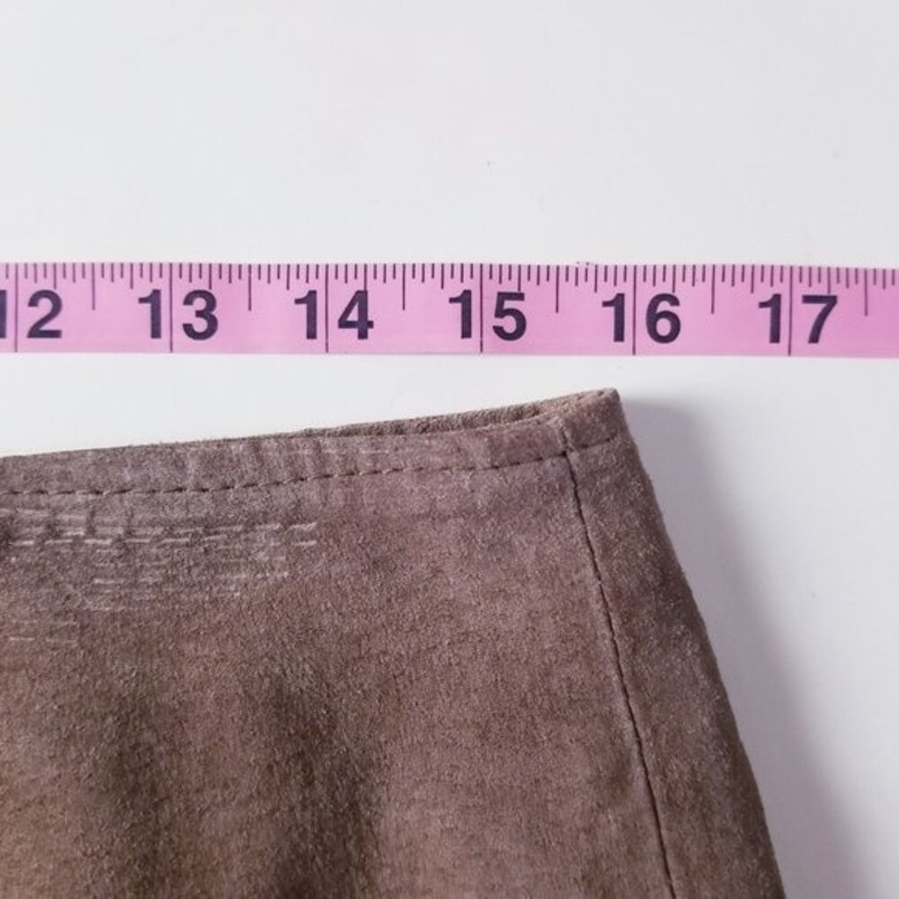 St. John's Bay Women 12 Brown Genuine Leather Suede Fully Lined Back Zip Skirt - Picture 6 of 9